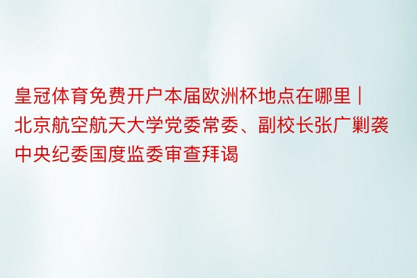 皇冠体育免费开户本届欧洲杯地点在哪里 | 北京航空航天大学党委常委、副校长张广剿袭中央纪委国度监委审查拜谒