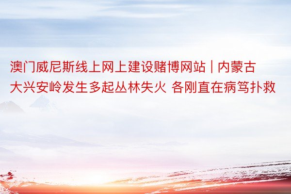 澳门威尼斯线上网上建设赌博网站 | 内蒙古大兴安岭发生多起丛林失火 各刚直在病笃扑救