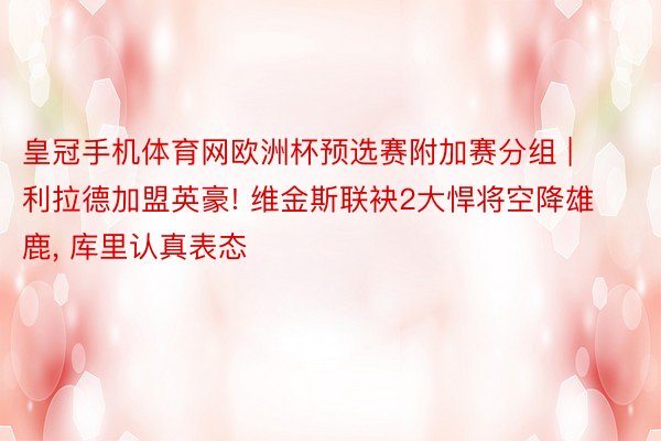 皇冠手机体育网欧洲杯预选赛附加赛分组 | 利拉德加盟英豪! 维金斯联袂2大悍将空降雄鹿, 库里认真表态