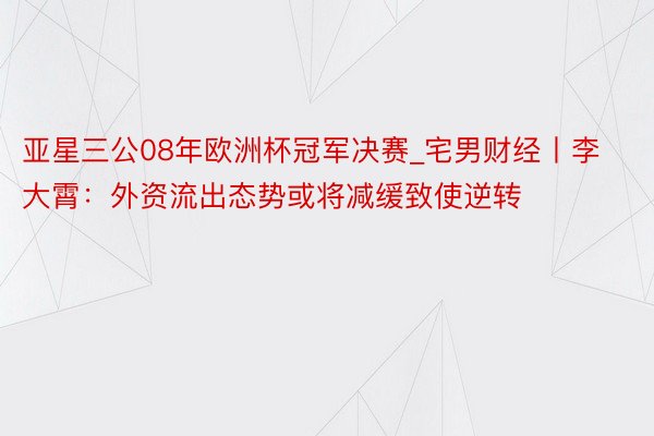 亚星三公08年欧洲杯冠军决赛_宅男财经丨李大霄：外资流出态势或将减缓致使逆转